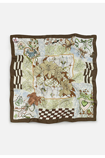 Fresh TALES OF LOVE DESEN FLOŞ VİSKON EŞARP VINTAGE BROWN