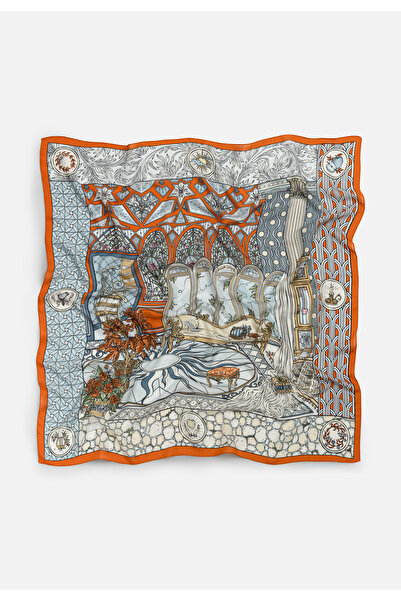 Fresh وشاح من الفيسكون بنقشة بارادايس الثمينة بلون برتقالي محروق