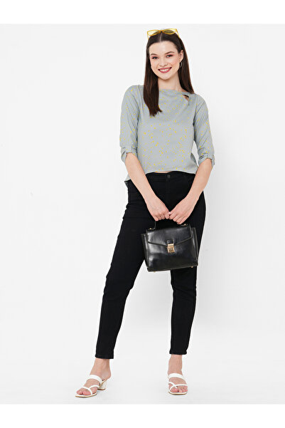 Mish By Styli Women Grey Top with Keyhole Detail