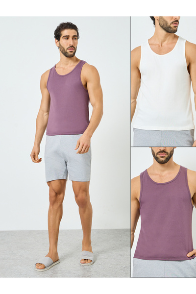 Styli Pack of 2- Men Solid Ribbed Vests