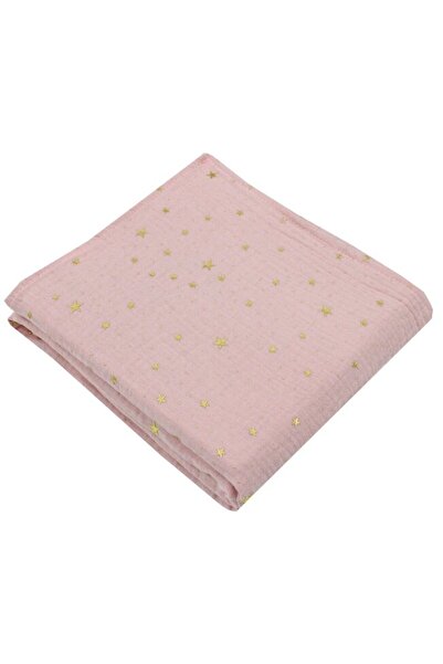 PRICHINDEL Hand Towel, Metallic Stars, Muslin, Pink, 49x30 cm