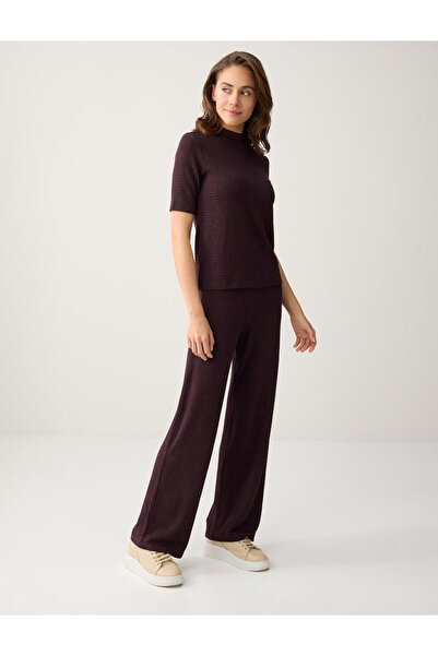 Jimmy Key Kahverengi Normal Bel Bol Paça Beli Lastikli Örme Pantolon