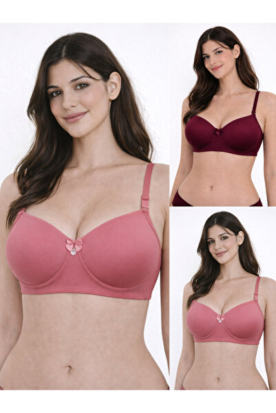 LAZZYCAT By Styli Pack of 2- Padded Non-Wired Full Coverage Soft Cup T-Shirt Bra