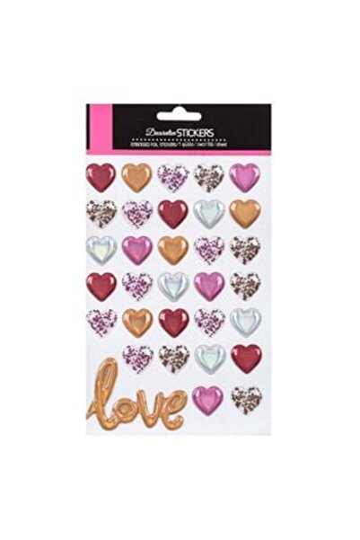 SHOPIENS 3D Heart Stickers with Confetti - 32 pcs