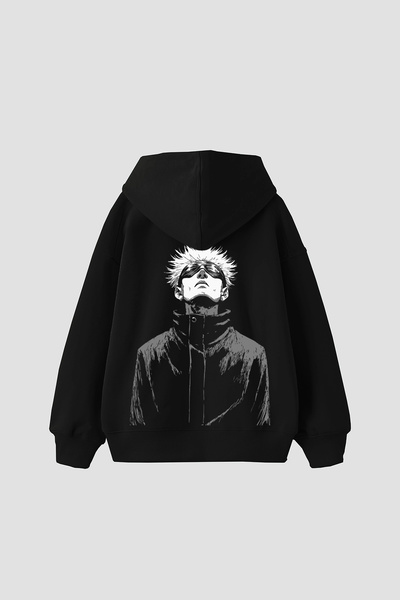 Sekizbiraltı Satoru Gojo Printed Oversize Unisex Black Hoodie