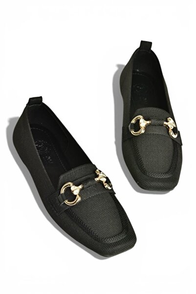 Fox Shoes Y820400104 Black Knitwear Fabric Buckle Detailed Women's Ballerinas