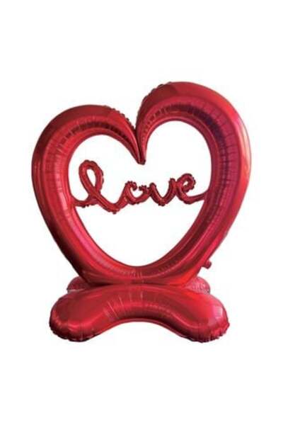 SHOPIENS Red Heart Foil Party Balloon with Base & 3D Message 101 x 101 cm