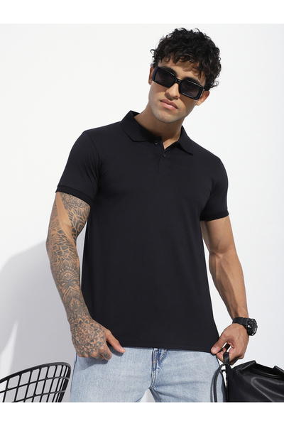 Dillinger By Styli بولو رجالي بأكمام قصيرة سادة، بقصة عادية، مقاس عادي