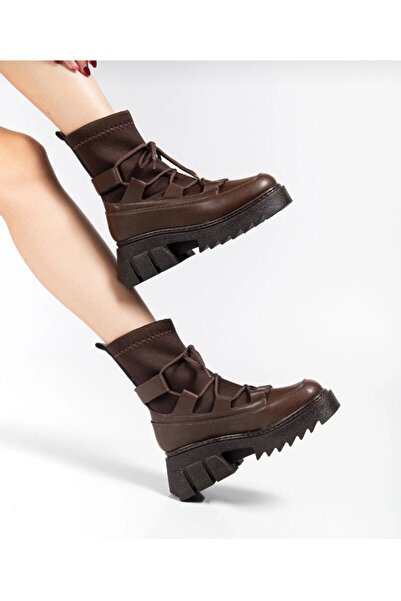 QUEEN Brown Thick Sole Women's Boots Romani̇