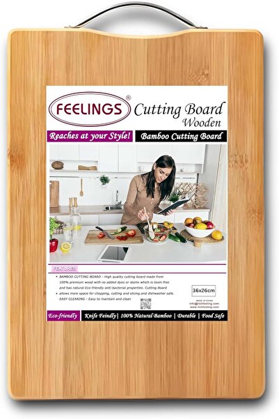 Feelings Wooden Cutting Board – Durable Kitchen Chopping Board for Food Prep & Serving