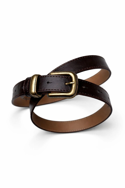 Purple by Banu Bitter Brown Antique Gold Buckle Belt