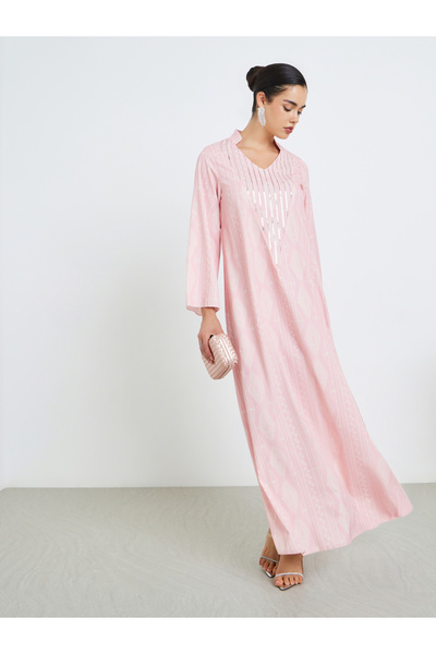 Styli Women Pink Embellished Jalabiya
