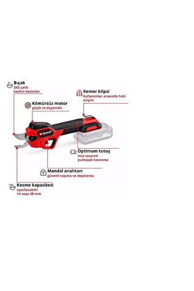 Einhell GP-LS 18/28 Li BL - Solo Akülü Budama Makası (Akü ve Şarj Hariç) - 3408320