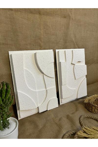 OLA CONCEPT El Yapımı Kum Dokulu Soyut Sanat Tablo Minimalist 3 Boyutlu Iskan...
