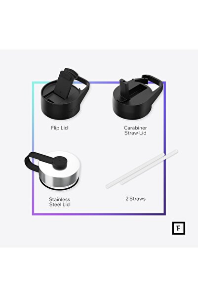 OEM Sticlă IRON °FLASK din oțel inoxidabil, 3 capace, rece 24 ore / cald 12 ore, negru/alb, 950 ml