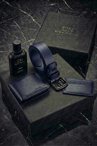 Duke Nickle Ανδρικό πορτοφόλι με ζώνη σε μπλε ναυτικό χρώμα, θήκη για κάρτες,...