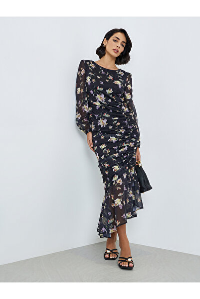 Styli Women Floral Print Ruffled Hem Maxi Dress