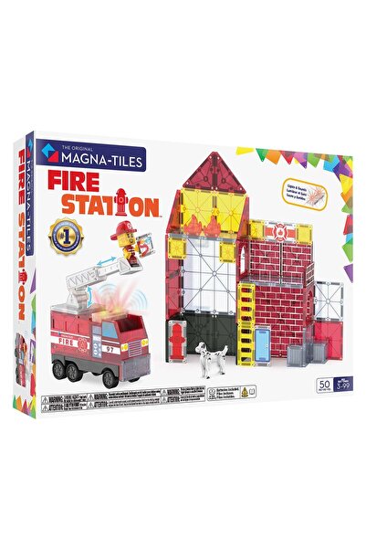 Magna Tiles MAGNA-TILES Fire Station, 50 piese, copii varsta 3-9 ani