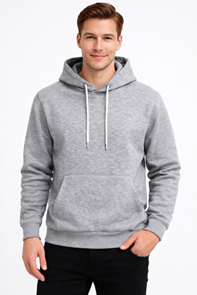 KaeLaurean Hanorac pentru bărbați din bumbac basic cu glugă 3 fire Sweat tricou