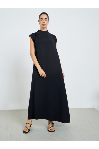 Styli Women Black Sleeveless A-Line Jalabiya