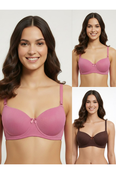 LAZZYCAT By Styli Pack of 2- Premium Ribbed Textured Padded Bra