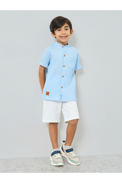 Styli Boys Blue Shirt and Shorts Set