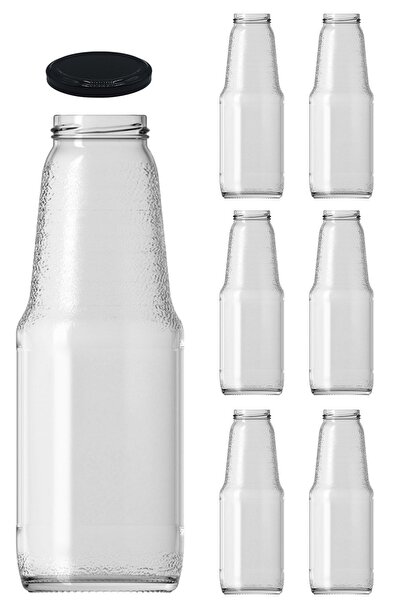 ozbience 1000ml Clear Juice Bottle with Metal Lid, Pack of 6