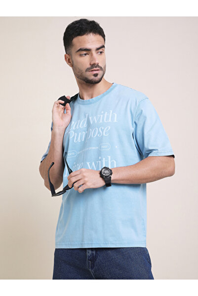 Difference of Opinion By Styli Men Oversized Acid Wash Printed T-Shirt