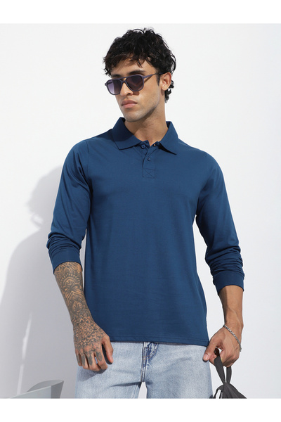 Dillinger By Styli Men Regular Fit Long Sleeve Solid Polo