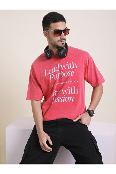 Difference of Opinion By Styli Men Oversized Acid Wash Printed T-Shirt