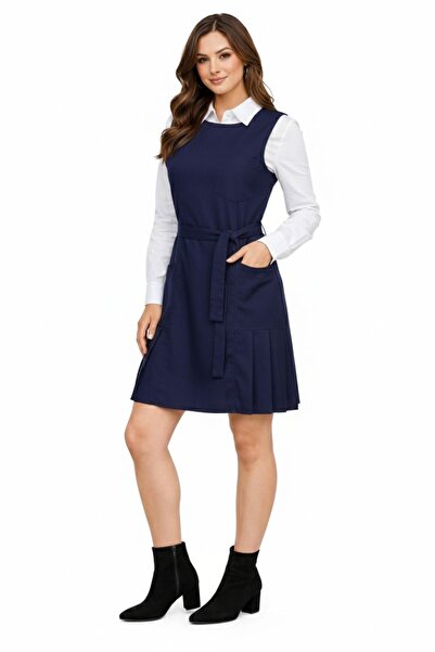 BAGLAN Women's Navy Blue Gilet Dress Laci-007