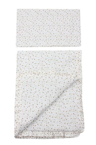 PRICHINDEL Set 2 piese, pilotă și pernă, muselină, bumbac, steluțe bej, 135x1...