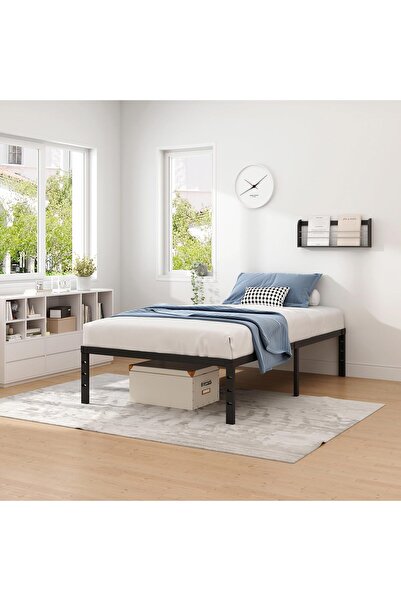 Sumkyle Metal Bed Frame, Single Bed Frame with Storage Space, Heavy Duty Stur...