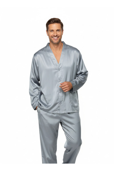 Oppland Men's Pajama Set Satin Fabric Prime Model with Pockets Comfortable Fu...