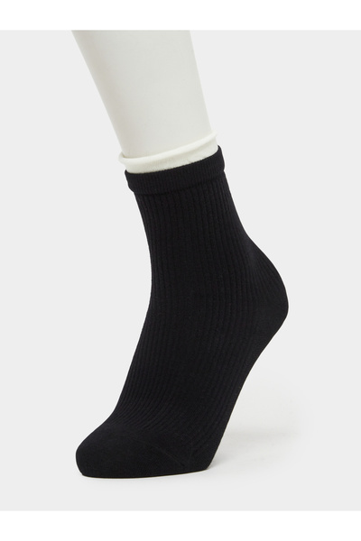 Styli Black Folded Cuff Socks