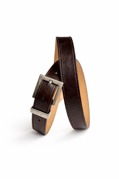 Purple by Banu Bitter Brown Vintage Square Buckle Belt