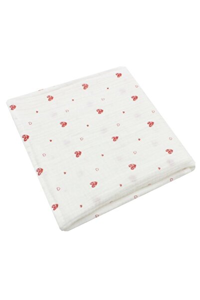 PRICHINDEL Hand Towel, Red Hearts, Muslin, White, 40 x 37 cm