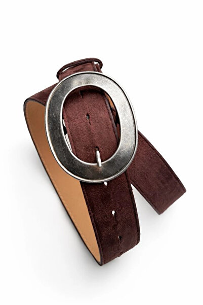 Purple by Banu Bitter Brown Oval Buckle Suede Belt