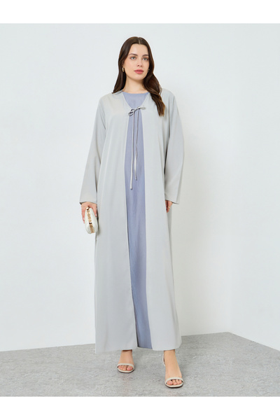 Styli Women Grey Front Tie Detail Kimonos
