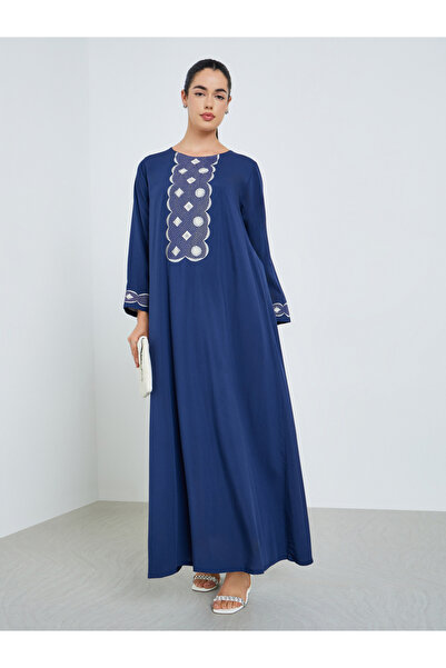 Styli Women Blue Embroidered A-Line Jalabiya