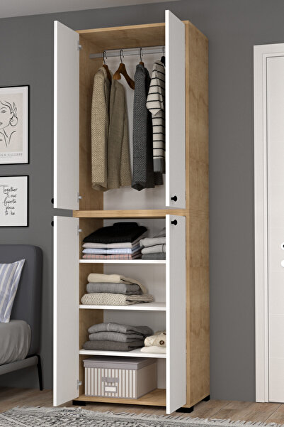 MOBİLİQUE Bükreş No.3 3Raflı Askılı Gardırop Safir-Beyaz