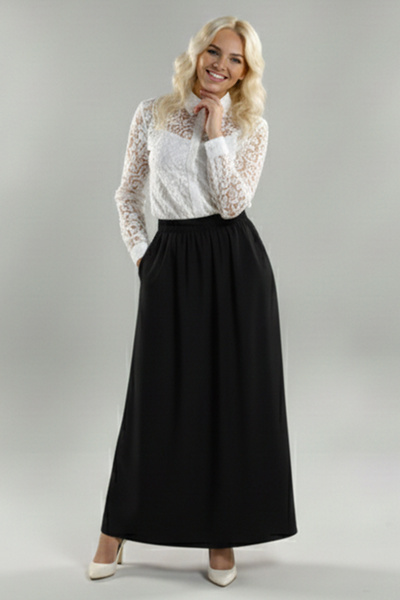 benguen Fusta Dubla cu Talie Elastică M213 Negru