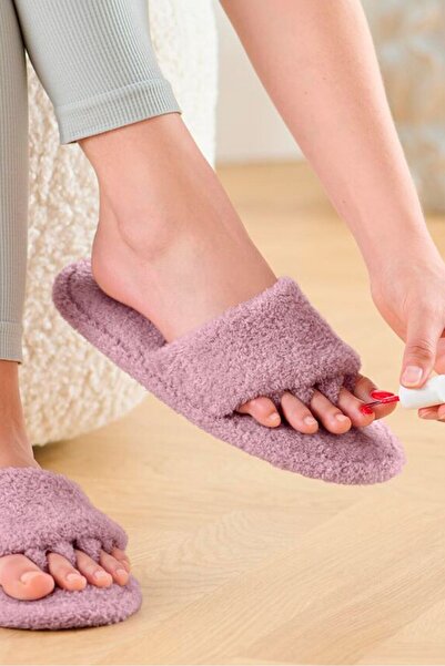 Tchibo شباشب نسائية مخملية سهلة الارتداء، لون وردي قديم