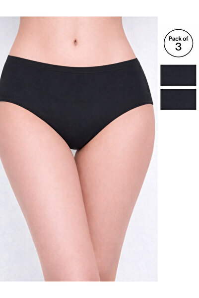 LAZZYCAT By Styli Pack of 3 - Solid Cotton Stretch Brief with Elasticated Wai...