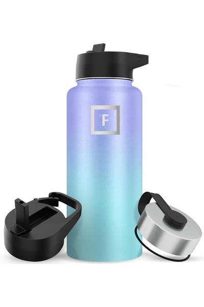 OEM IRON °FLASK stainless steel bottle, 3 lids, cold 24 hours / hot 12 hours,...