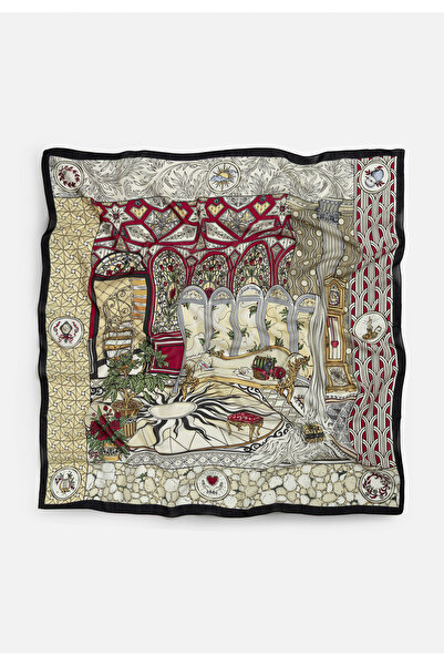 Fresh PRECIOUS PARADISE DESEN FLOŞ VİSKON EŞARP DEEP BLACK