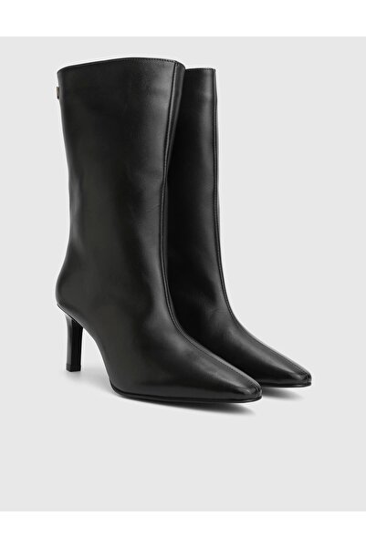 İLVİ Jalen Genuine Leather Black Women's Heeled Boots