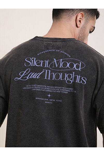 Difference of Opinion By Styli Men Oversized Acid Wash Printed T-Shirt