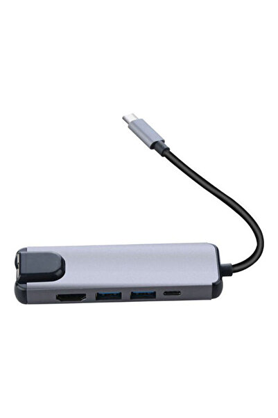 HALAMODO موزع USB من النوع C متعدد الوظائف (5 في 1) مع منفذ HDMI، ومحول إيثرن...