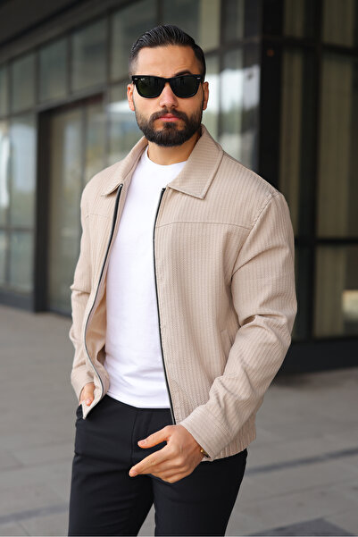 BASEL.CO Flexible Comfortable Seersucker Fabric Polo Collar Jacket